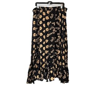 Tienda Ho Maxi Skirt Black Yellow Floral Boho Indie Gypsy Festival Prairie Artsy